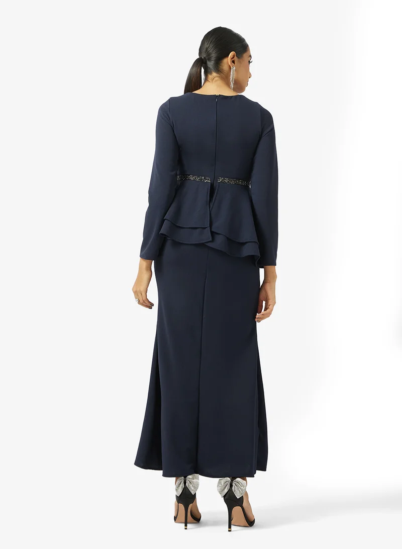 خزانة High neck Peplum Dress